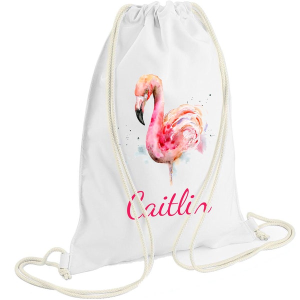 Personalised Flamingo Bag Backpack Gym Sac School Bag Your Name Swimming Bag Stocking Filler Secret Santa Back To School Unicorn