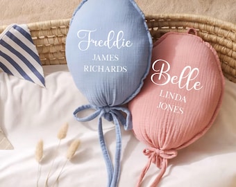 Personalised Fabric Balloon Wall Hanging, Plush Nursery, Wall Decor, Birth Announcement, Linen, Name Reveal, Birth Stats, Photo Prop, Gift