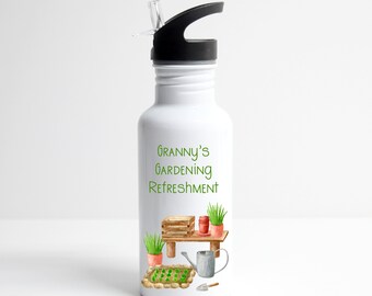 Personalised Stainless Steel Water Bottle With Straw, Your Name, Gym, Island Holiday Bottle Gift School Sports Bottle Gardening Lover Granny