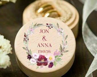 Personalised Wedding Ring Box Keepsake Ring Pillow Wooden Ring Box Mr Mrs Proposal Rustic Jewellery Box Rose Gold Printed