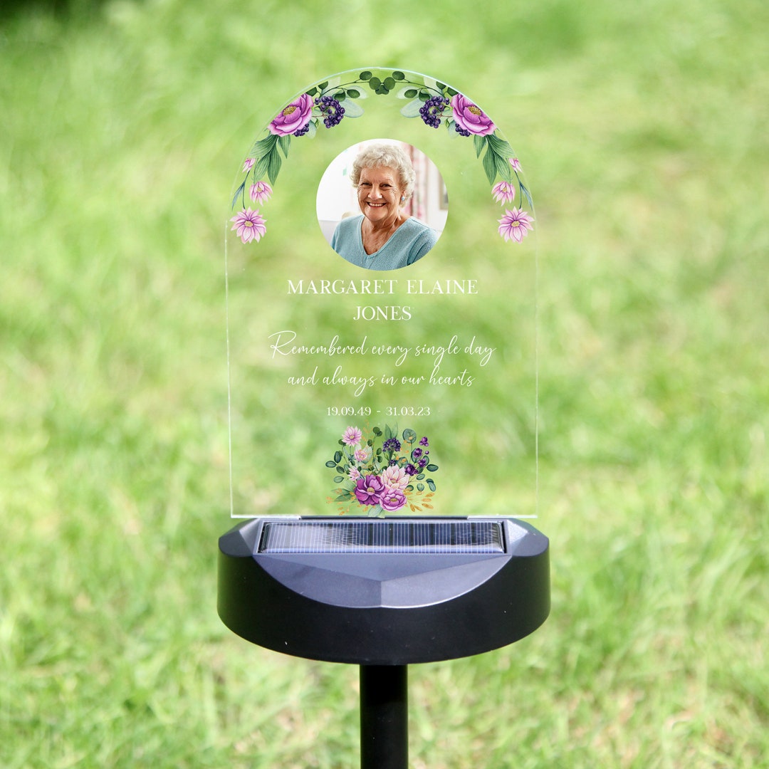 Personalised Solar Power Grave Stake Marker Headstone Memorial Plaque ...