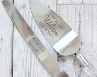 Personalised Engraved Wedding Cake Server Set Bride Groom Wedding Decoration Gift Cake Stand