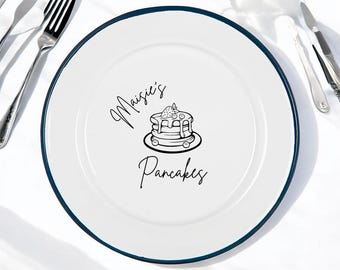 Personalised Engraved Plate, Enamel, Pancakes Housewarming, Breakfast Gift For Him Her, Fathers Mothers Day, Stocking Filler Pancake Plate