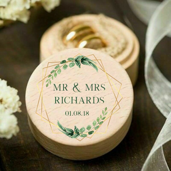 Personalised Wedding Ring Box Keepsake Ring Pillow Wooden Ring Box Mr Mrs Proposal Rustic Jewellery Box Rose Gold Printed