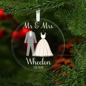 Personalised Our 1st Christmas Bauble Name Christmas Decoration Ornament Mr & Mrs 1st Christmas Married Engaged Wedding Secret Santa