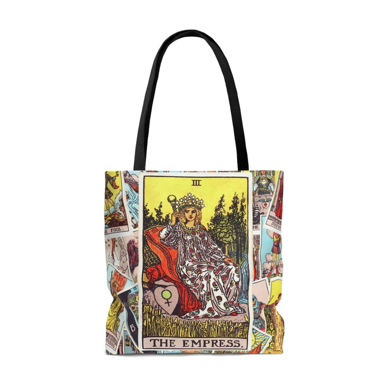 Bolsa de mano con la carta del Tarot de la Emperatriz / Regalo bohemio celestial de brujas / Asas de algodón / Cuerpo sintético duradero / Costuras reforzadas / Grande imagen 2