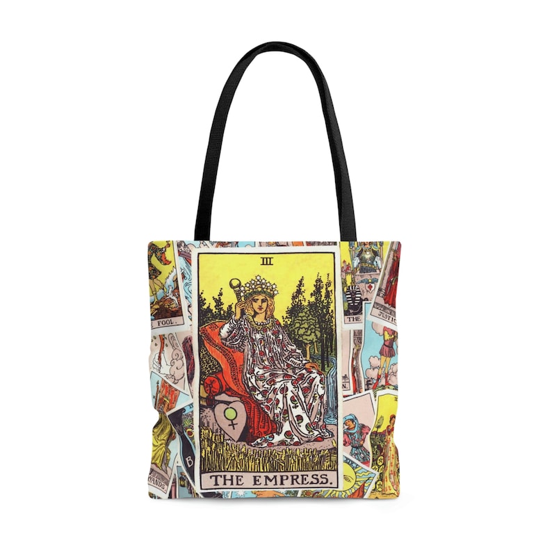 Bolsa de mano con la carta del Tarot de la Emperatriz / Regalo bohemio celestial de brujas / Asas de algodón / Cuerpo sintético duradero / Costuras reforzadas / Grande imagen 1