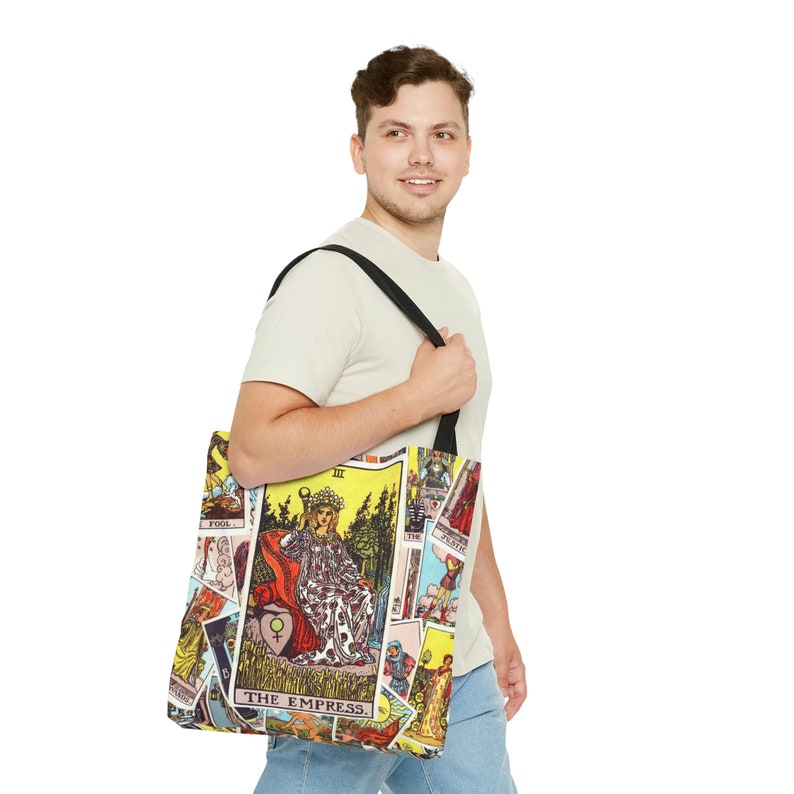 Bolsa de mano con la carta del Tarot de la Emperatriz / Regalo bohemio celestial de brujas / Asas de algodón / Cuerpo sintético duradero / Costuras reforzadas / Grande imagen 3