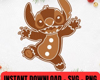 Gingerbread Stitch Christmas SVG PNG Cut File | Layered Holiday Cricut Design | Instant Digital Download