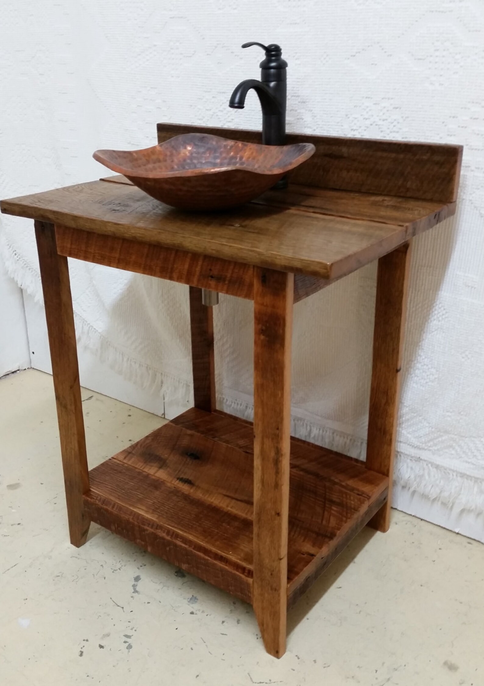 Rustic Barn Wood Vanity With Hammered Copper Vessel Sink and Etsy