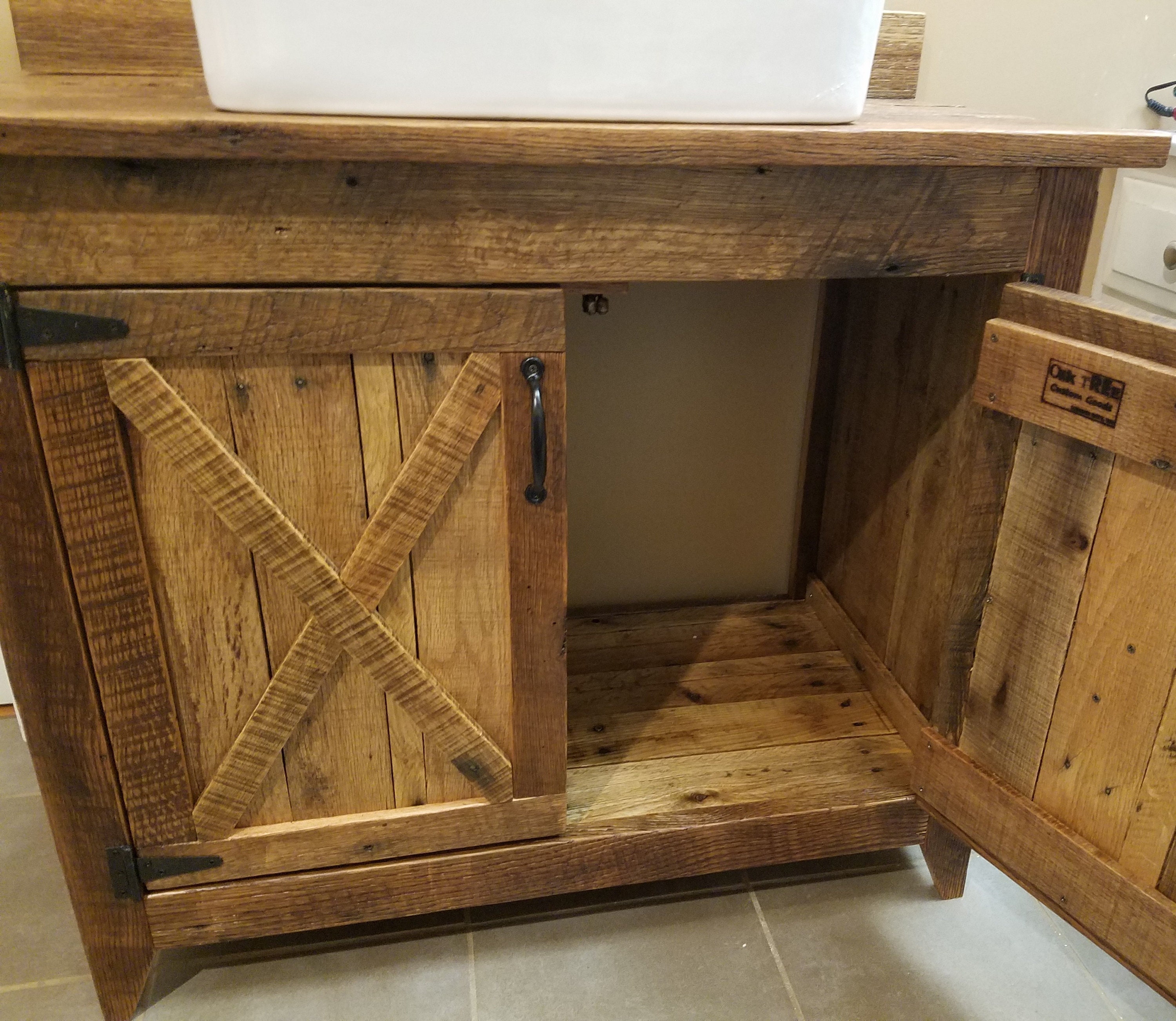 Rustic Barn Wood Vanity with Farm Style Vessel Sink and Etsy