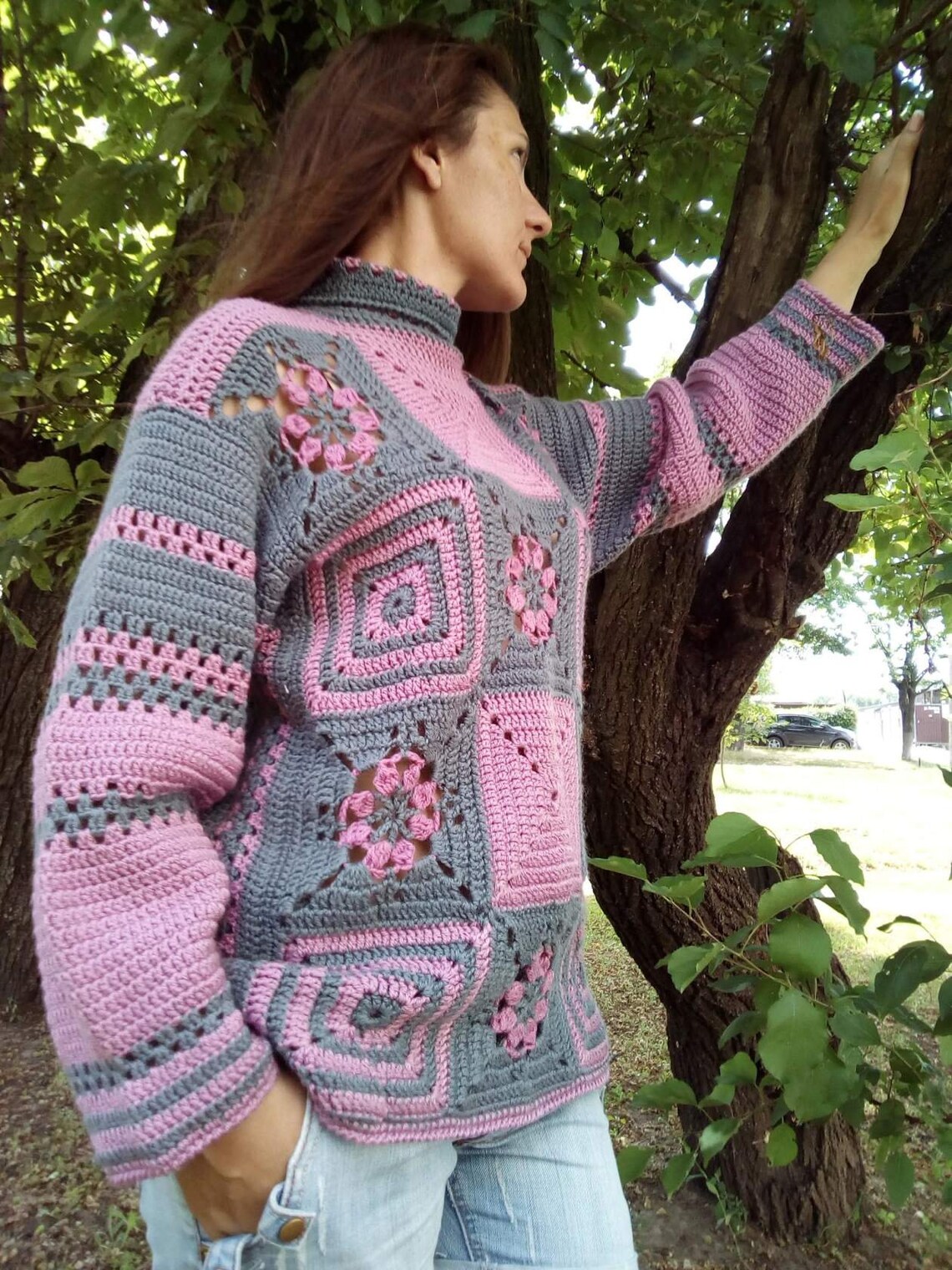 Clothing Boho Grandma Square Sweater Women's Clothing | Etsy