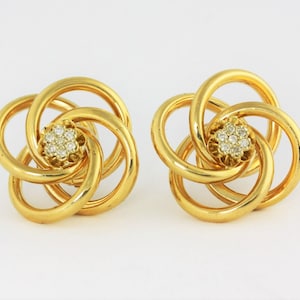 Aretes de oro amarillo de 14 k con nudo torcido, aretes de oro con diamantes, aretes de oro con nudo