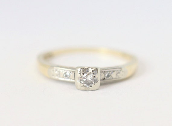 Vintage Diamond Ring In 14K Two-Tone Gold - image 2