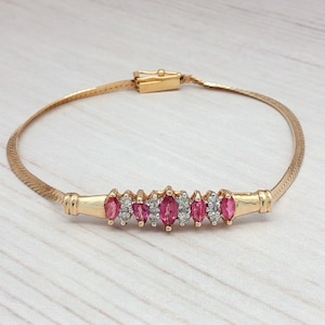 Rubin & Diamant Armband aus 585er Gelbgold