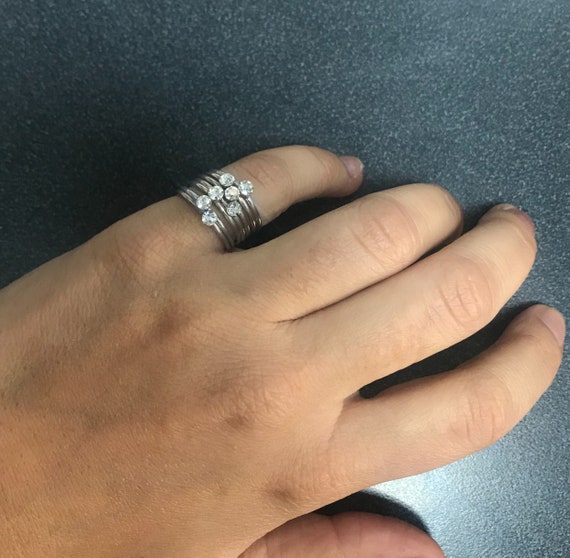 Stacking CZ Crystal Bezel Set Ring - image 6