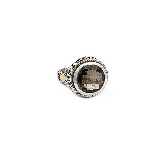 Vintage Smoky Quartz Coctail Ring In Sterling Sil… - image 1