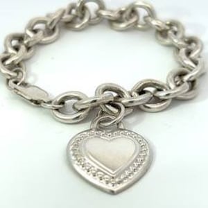 Heart Charm Bracelet In Sterling Silver