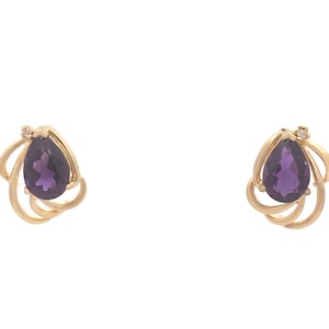 Amethyst Stud Earrings In 14K Yellow Gold