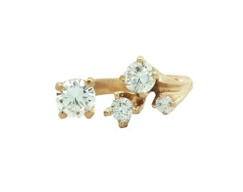 Cubic Zirconia Ring In 14k Yellow Gold.