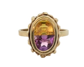 Citrine & Amethyst Ring In 14k Yellow Gold