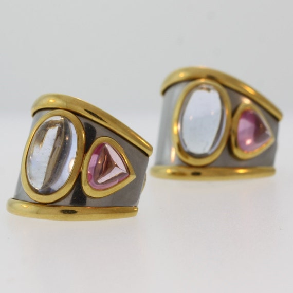 Colored Stone Marina B Earrings- 18k Yellow Gold
