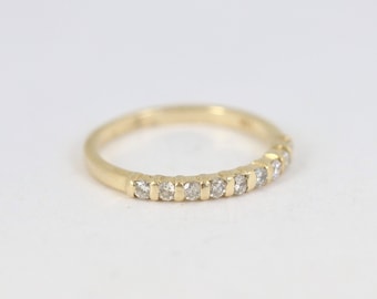 Diamond Bar Set Band In 14K Yellow Gold