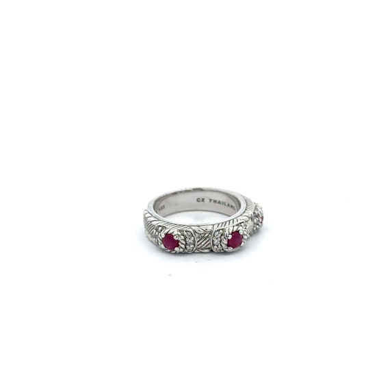 Vintage Ruby and CZ Judith Ripka Signed Ring In S… - image 2