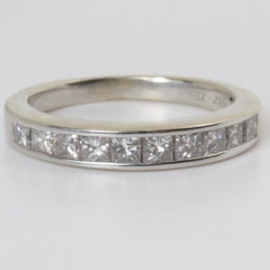 Antique Channel Set Diamond Wedding Band in 14k  White Gold (0.6 cttw)