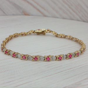 Ruby Vintage Bracelet In 10k Yellow Gold