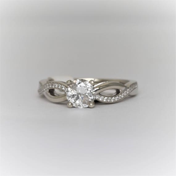Twisted Solitaire Diamond Engagement Ring- 14k Wh… - image 7