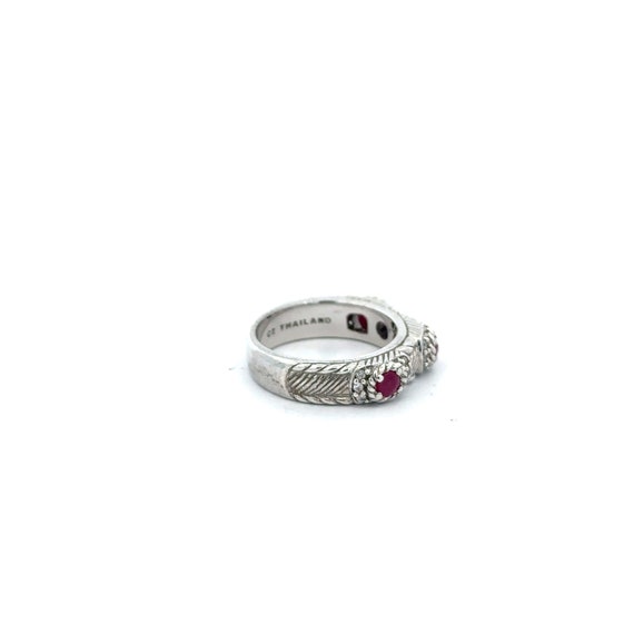 Vintage Ruby and CZ Judith Ripka Signed Ring In S… - image 4