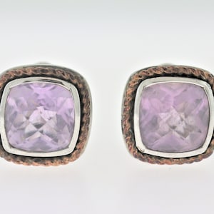 Purple Crystal Stud Earrings In Sterling Silver - 18K Gold Plated