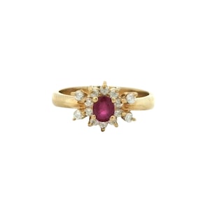 Ruby & Diamond Ring In 18k Yellow Gold