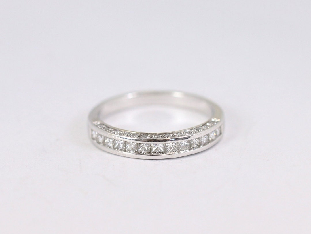 Channel Set Diamond Wedding Band in 14K White Gold - Etsy