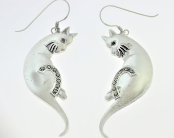 Fox Dangle Earrings In Sterling Silver