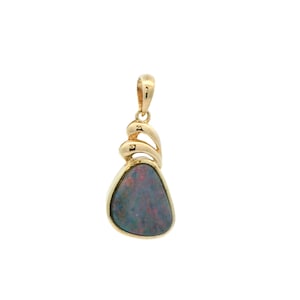 Black Opal Pendant In 14k Yellow Gold