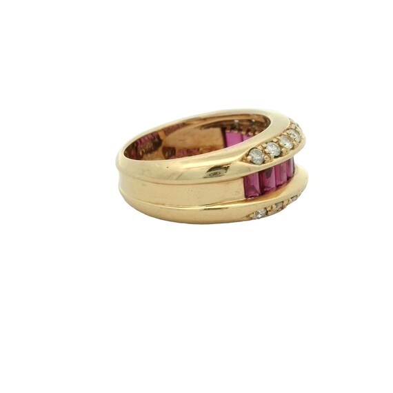 Vintage Channel Set Lab Created Ruby & Diamond Ri… - image 4