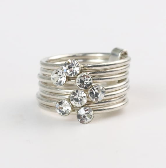 Stacking CZ Crystal Bezel Set Ring - image 1