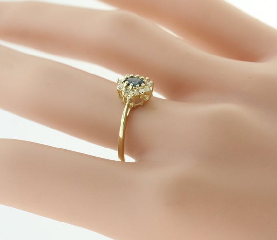 Sapphire Diamond Halo Ring - 14k Yellow Gold - image 5