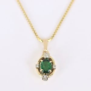 Lab Grown Emerald and Diamond Pendant In 14K Yellow Gold