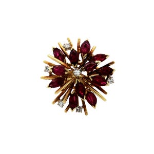 Ring aus 585er Gelbgold mit Rubin und Diamant.