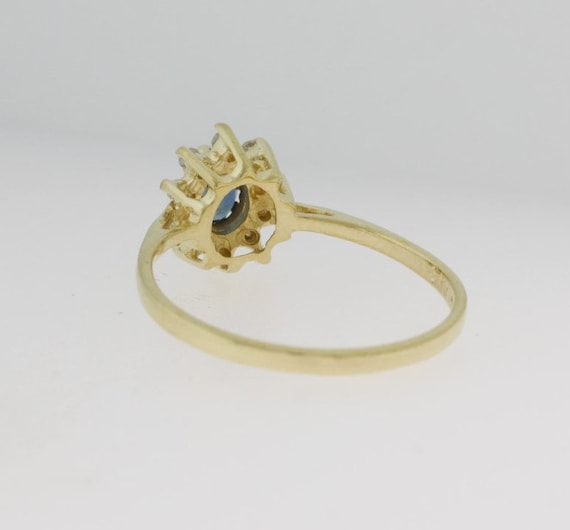 Sapphire Diamond Halo Ring - 14k Yellow Gold - image 4