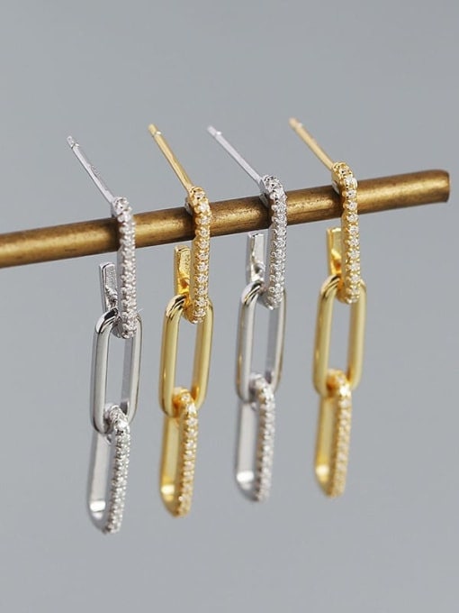 Rhinestone geometric drop earrings in 925 sterling silver