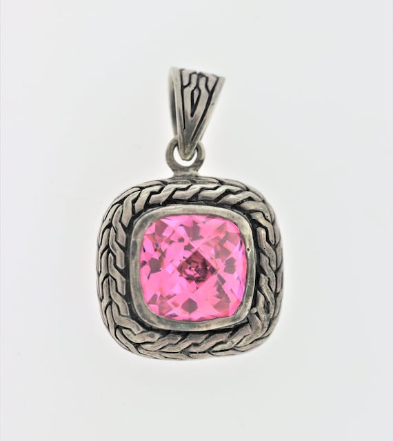 Vintage Pink Stone Necklace In Sterling Silver