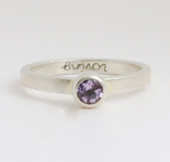 Bezel-Set Solitaire Round Amethyst Ring - image 1