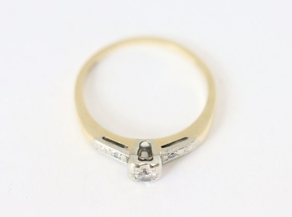 Vintage Diamond Ring In 14K Two-Tone Gold - image 3