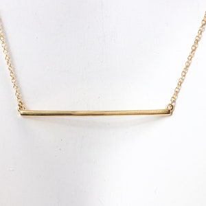 Long Horizontal Bar Necklace in 14k Yellow Gold