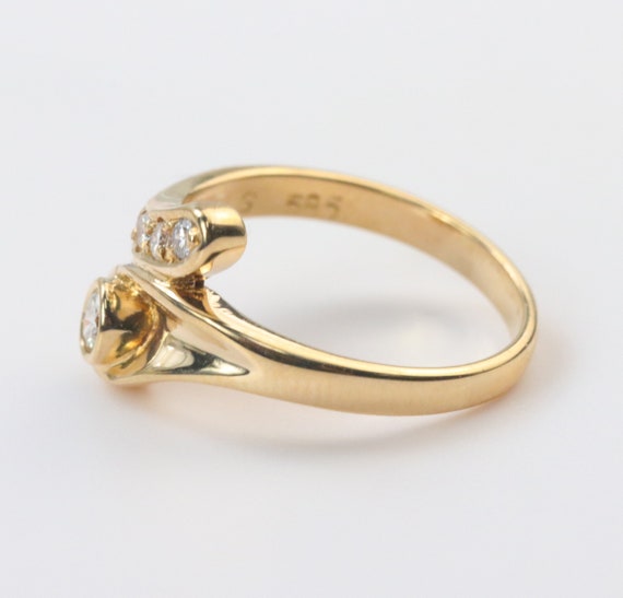 Victorian Diamond Bypass Ring in 14k Yellow Gold … - image 5