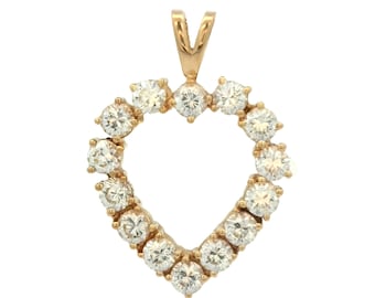 Colgante de corazón de circonita cúbica en oro amarillo de 14 k